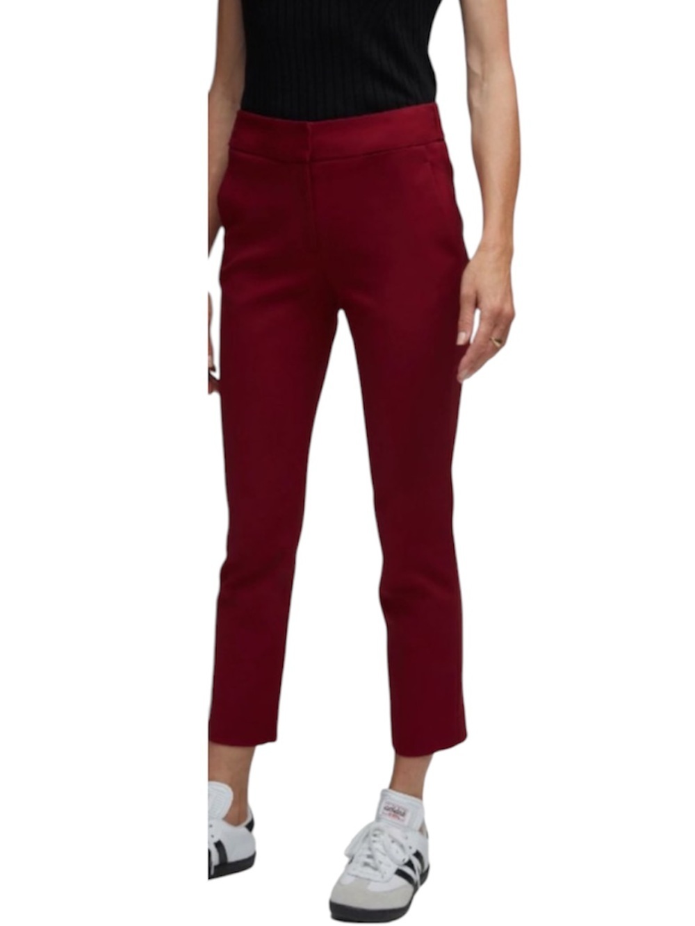 ARGENT Women's Maroon Cropped Slim Pants